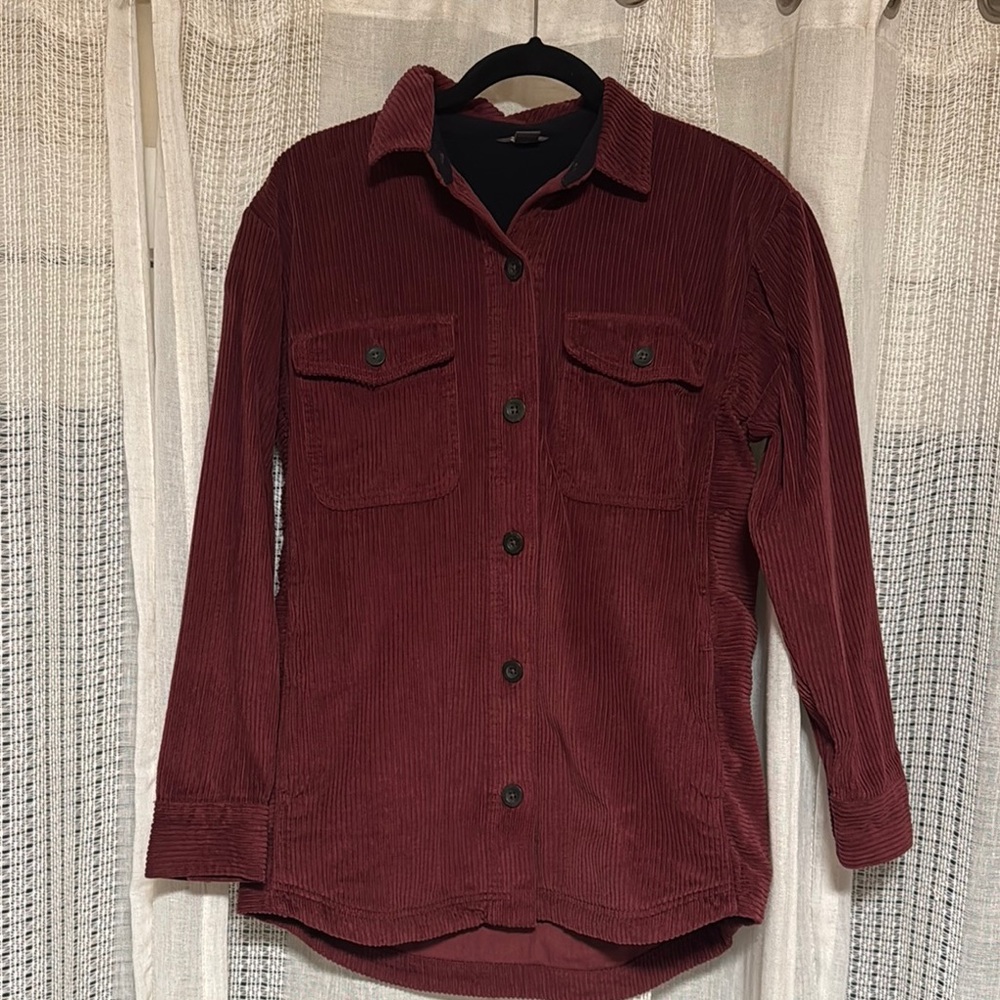 Eddie Bauer Burgundy Corduroy Button-Up Shirt